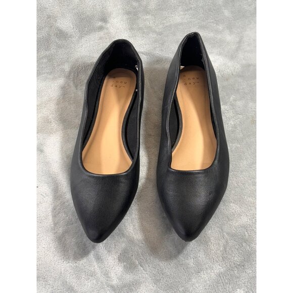 A New Day shoes women's 7.5 black pointed toe flats NWOT - Picture 4 of 10
